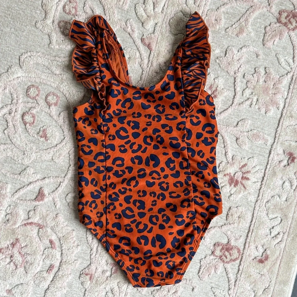 Leopard Print Ruffle Swimsuit - Picture 2 of 2